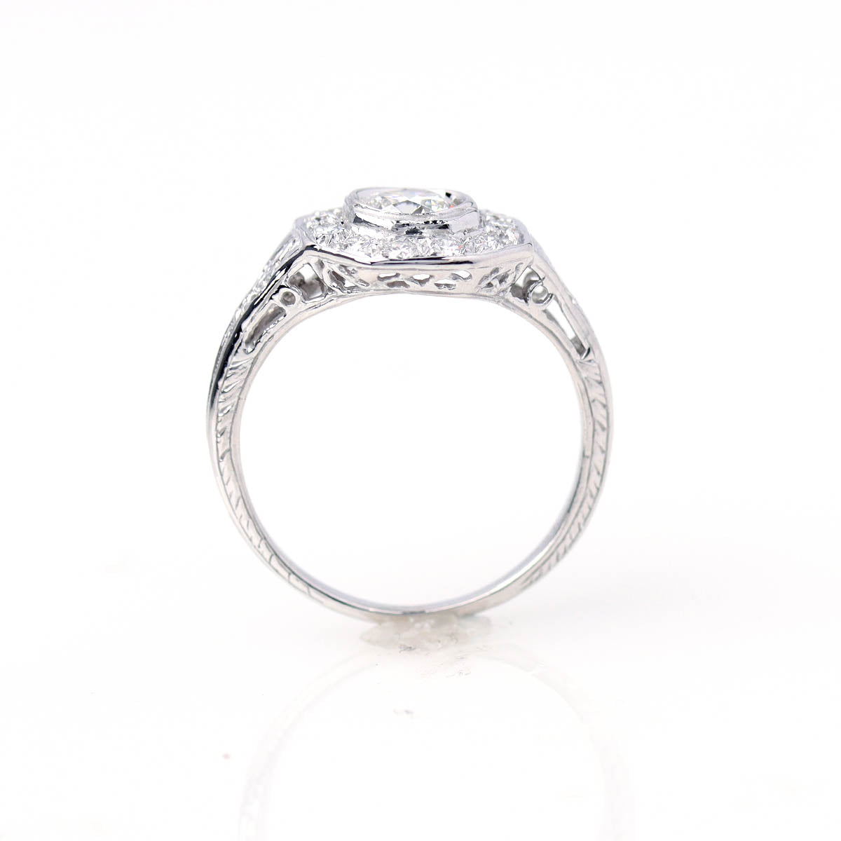 Replica Art Deco Diamond Halo Engagement Ring #1316-17