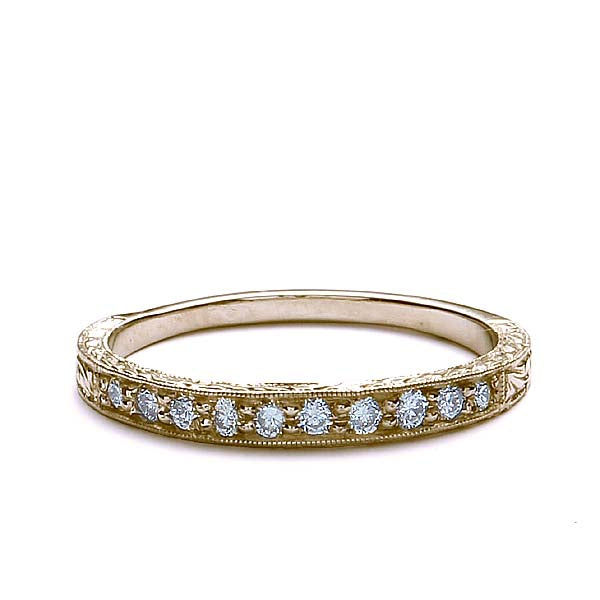 14k Diamond Replica Art Deco Wedding Band #L2240Y14 - 14k Yellow Gold - Wedding Bands