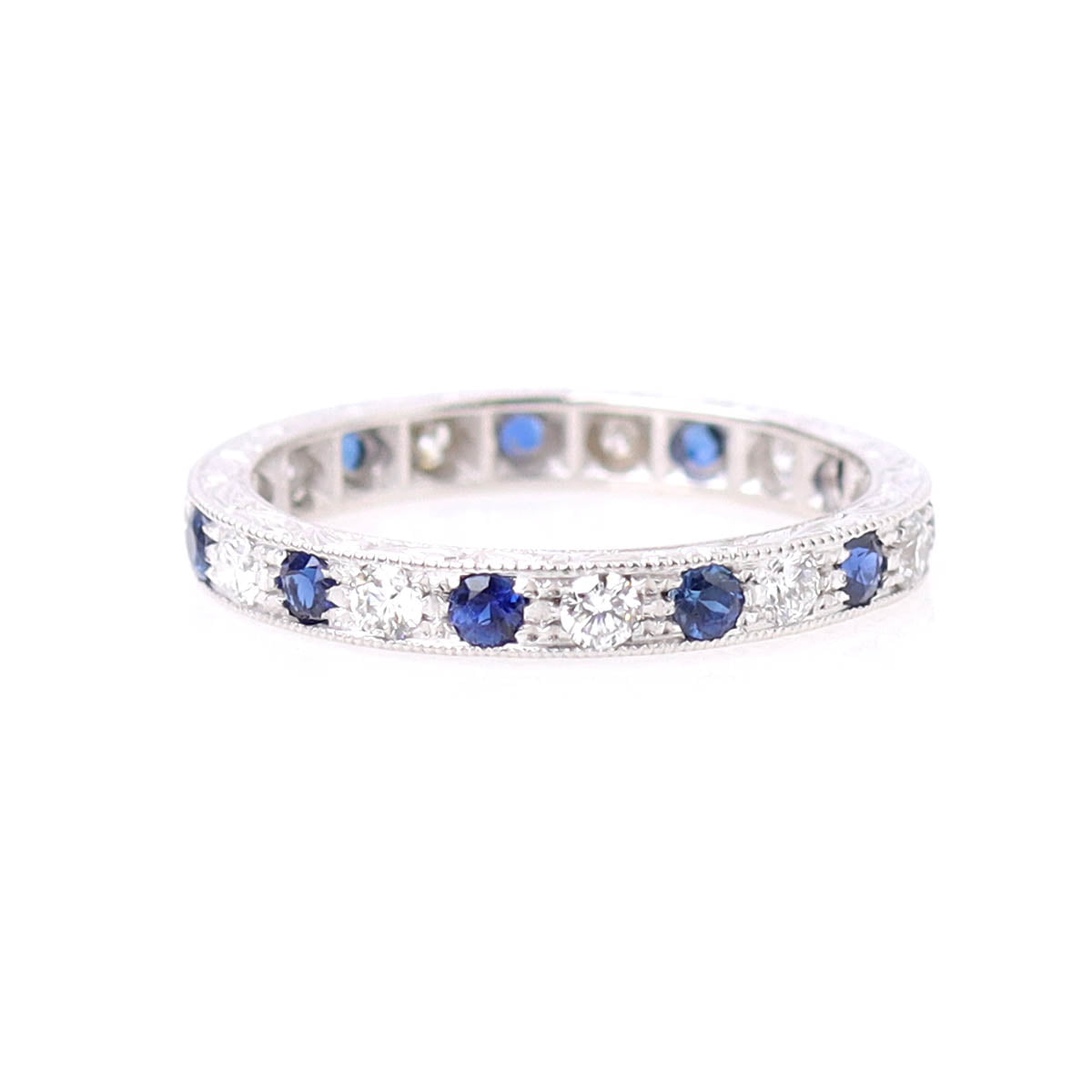 14k Diamond & Sapphier Eternity Band #L3001DS14W - Wedding Bands