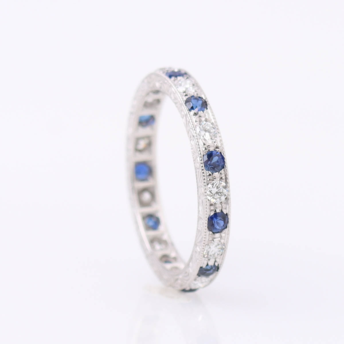 14k Diamond & Sapphier Eternity Band #L3001DS14W - Wedding Bands