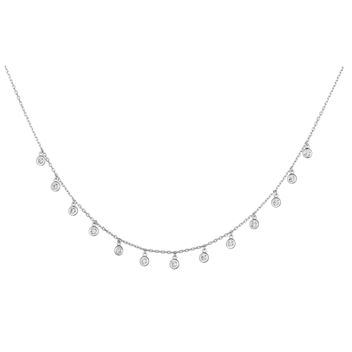 14k White Gold 1/2 ct Diamond Drop Station Necklace #DD14W50 Default Title