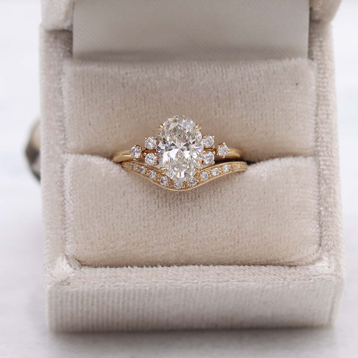 14k Yellow Gold Curved Diamond Band #L1002Y14 - Wedding Bands