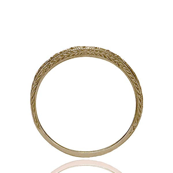 14k Yellow Gold Curved Diamond Band #L1120Y14 - Wedding Bands