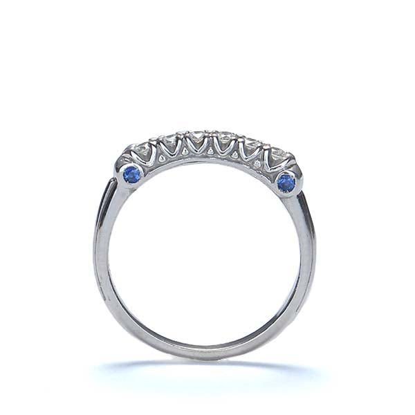 18k Diamond Wedding Band withSapphire #L1276WB-S 18K - Wedding Bands
