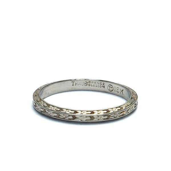 18k White Gold Traub Orange Blossom band #VB180131-2 - Wedding Bands