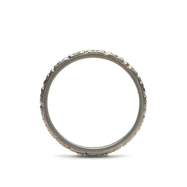 1920s Art Déco Floral 18k White Gold Wedding Band #VB180618-9 - Wedding Bands