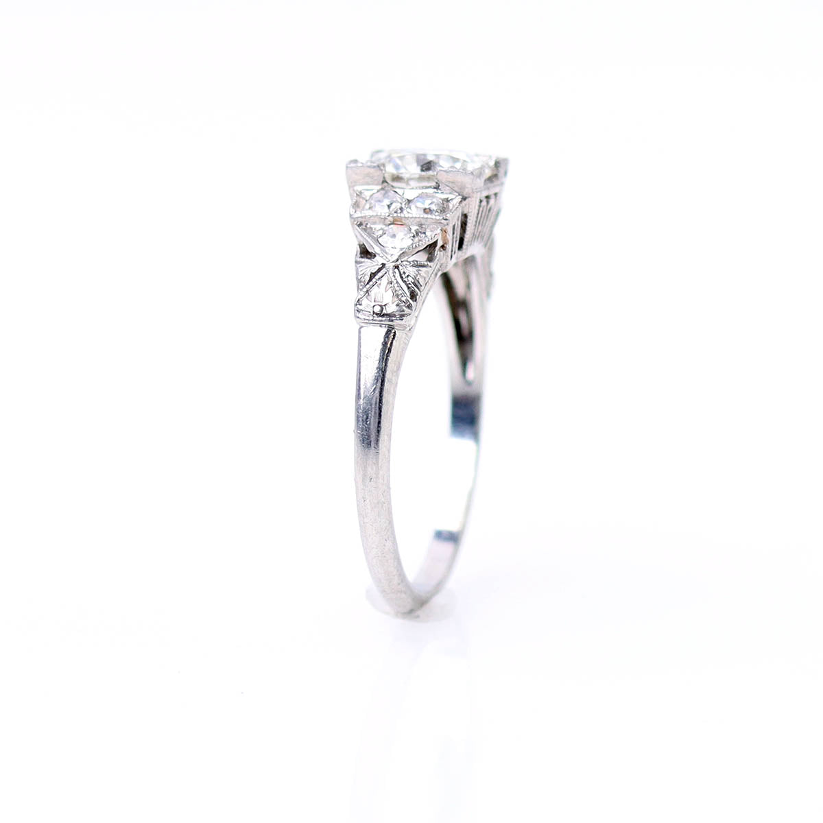 1920s Art Déco Platinum Engagement Ring #VR180821-1A - Engagement Rings