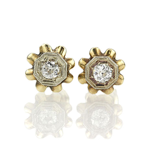 1920s Flower Style Diamond Earrings. #VER140919-01 - Earrings