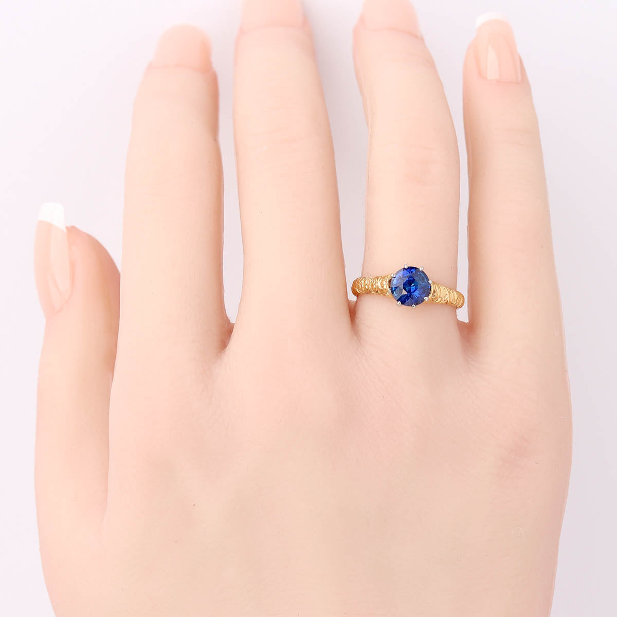 18k Gold Repoussé Sapphire Engagement Ring #2506SA