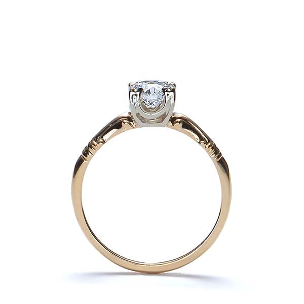 Replica Art Deco Engagement Ring set with an Antique diamond. #2591-06 - Leigh Jay & Co