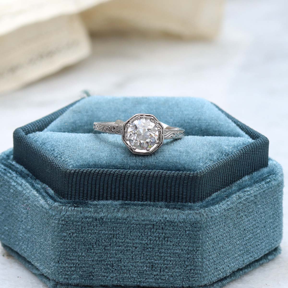 Replica Edwardian Engagement Ring #3102-2 - Leigh Jay & Co