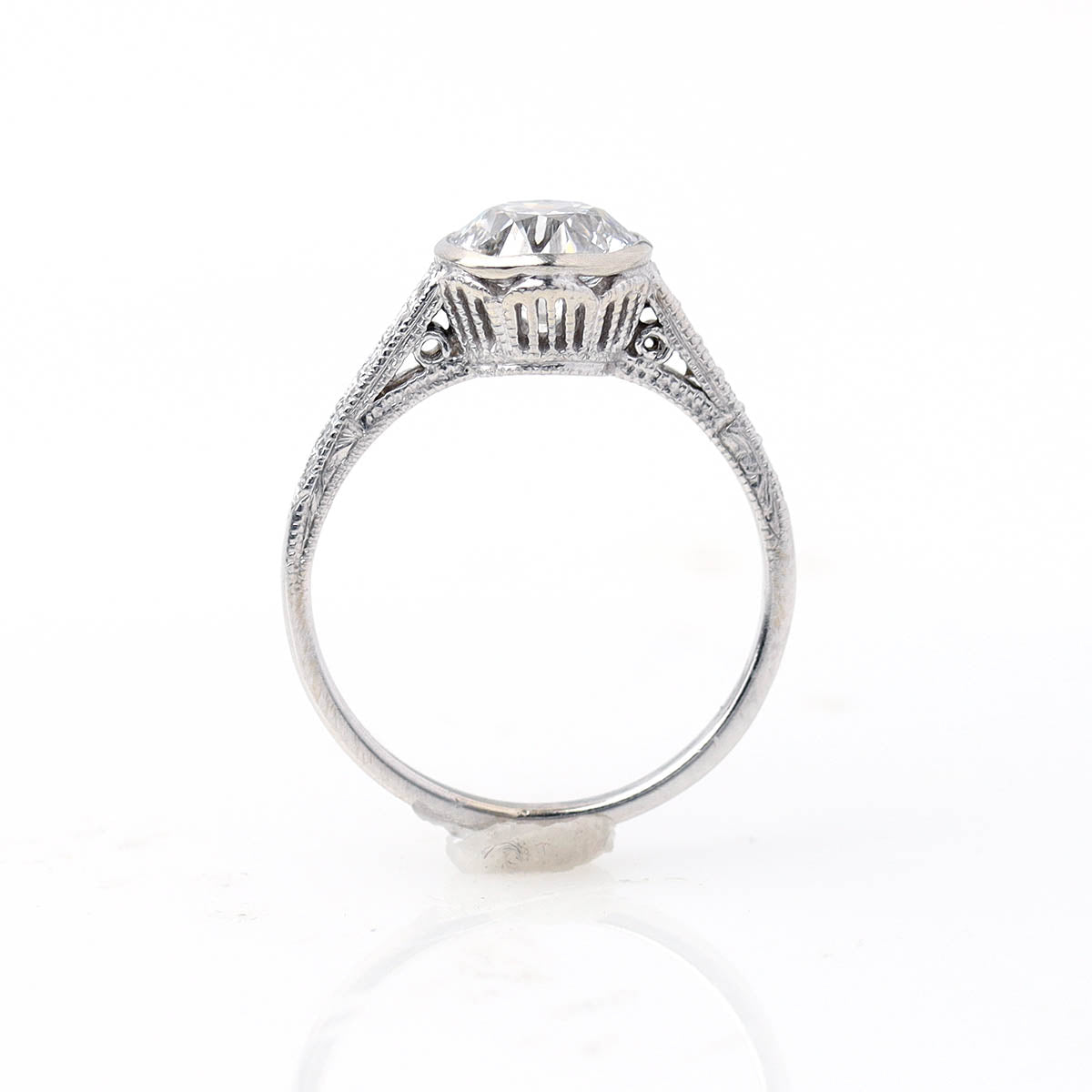 Bezel Set Art Déco Reproduction Engagement Ring #3158BZ-02