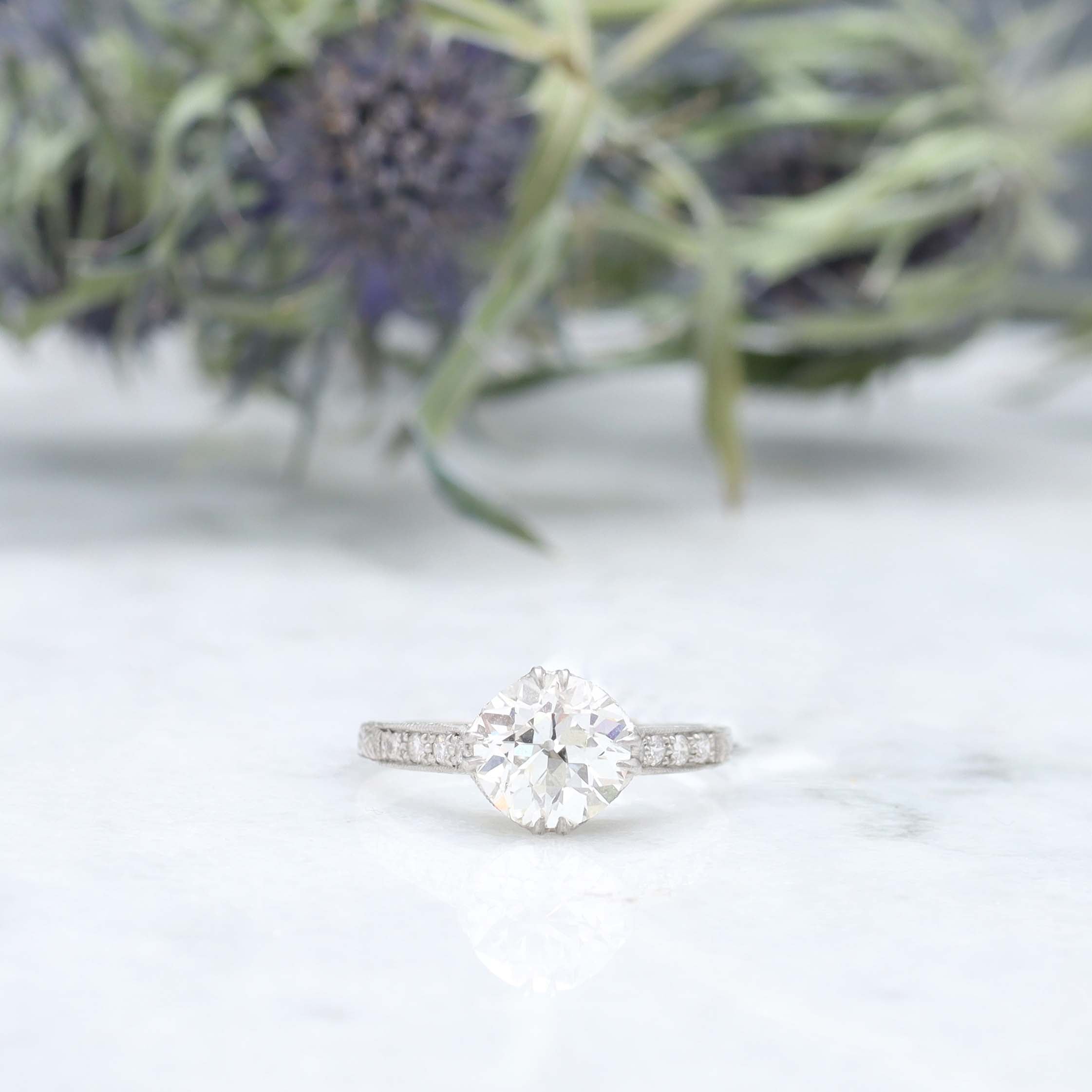 Replica Edwardian Old European Cut Engagement Ring #3174-7