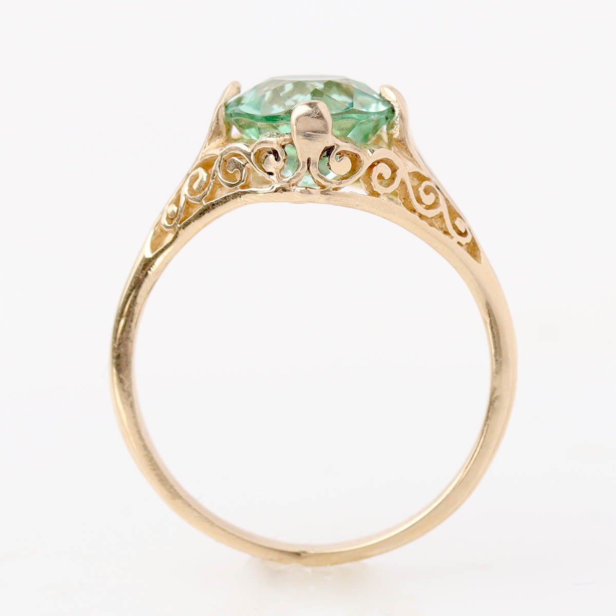 14k Gold Filigree & Green Tourmaline Engagement Ring #3269Y14T