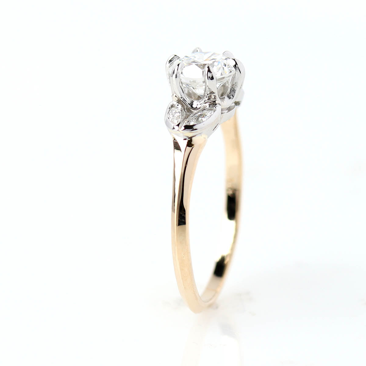 Replica Art Deco Floral Engagement Ring #3289Y14PT-1