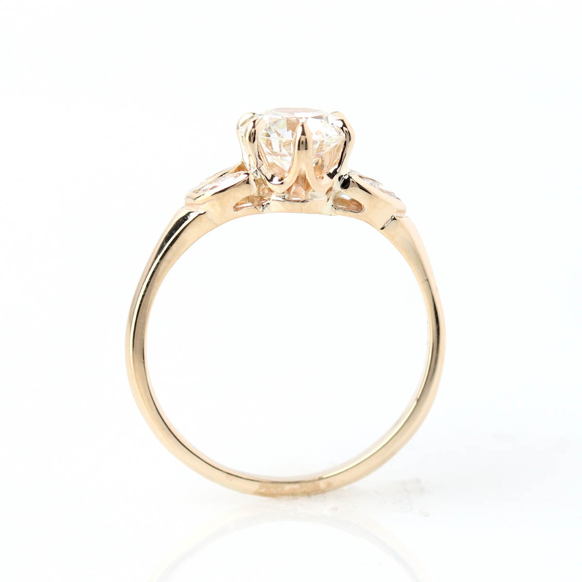 Art Déco Era Floral Reproduction Engagement Ring #3289Y14-1