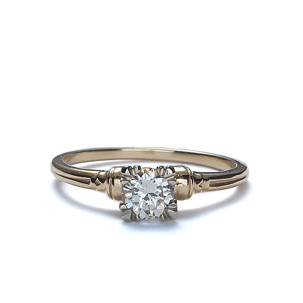 Replica 1940s solitaire engagement ring #3304-01 - Leigh Jay & Co