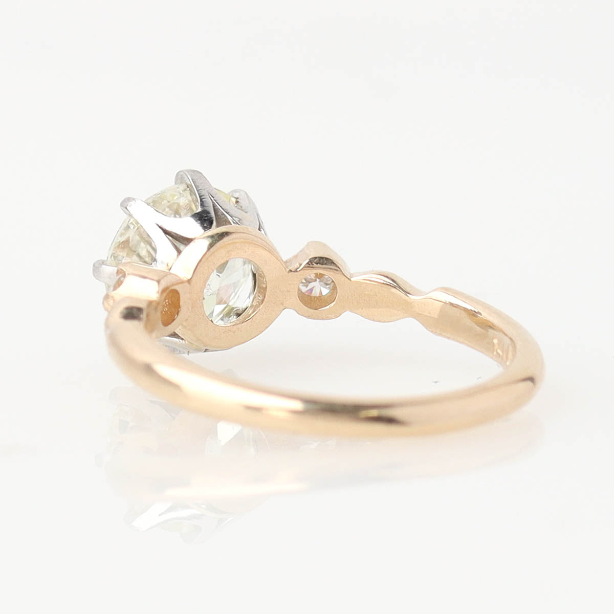 Edwardian Inspired 14k Yellow Gold Old European Cut Engagement Ring #3510X-1