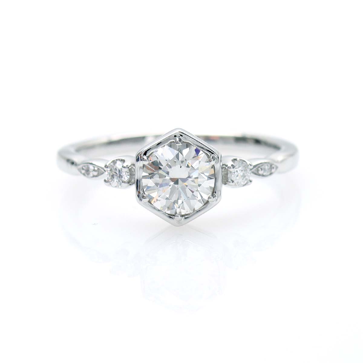 Hexagon Old European Cut Engagement Ring #3608-2
