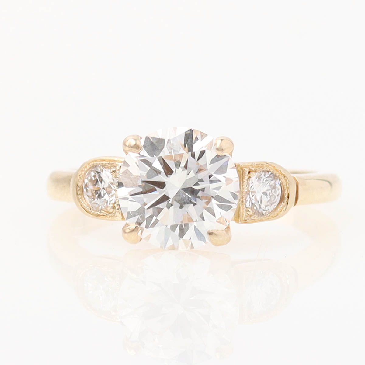 1930s Retro Reproduction Diamond Engagement Ring #3670-2