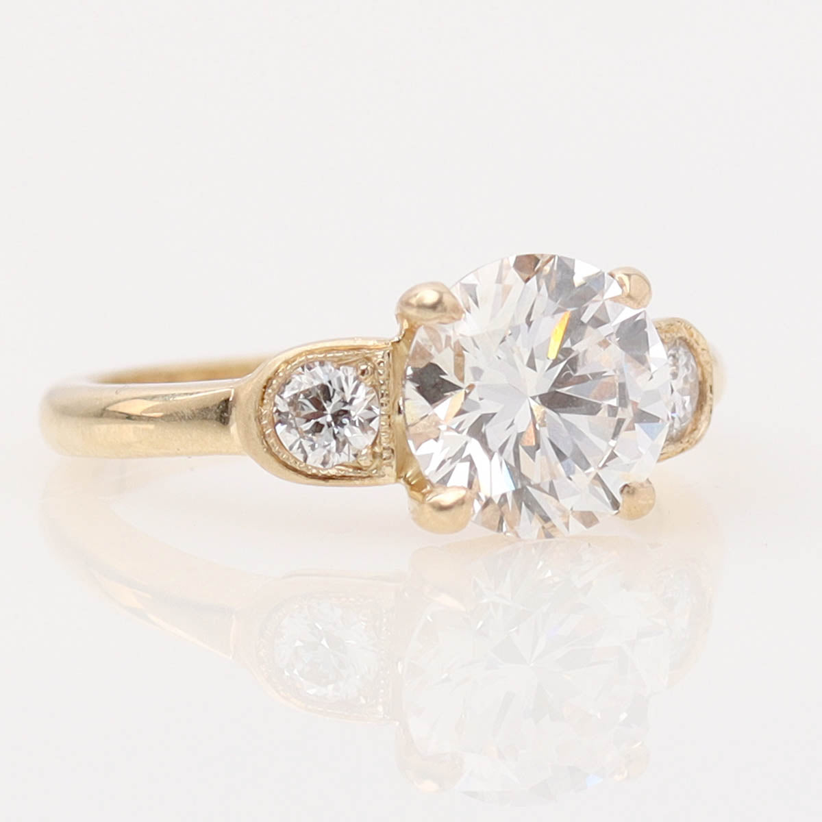 1930s Retro Reproduction Diamond Engagement Ring #3670-2