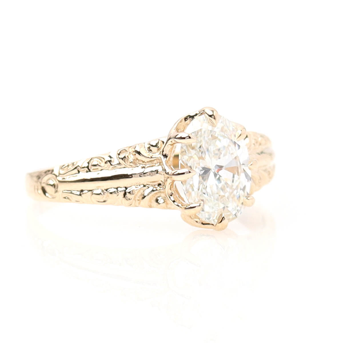 Late 19th C. Reproduction 14k Oval Cut Engagement Ring #3773-1