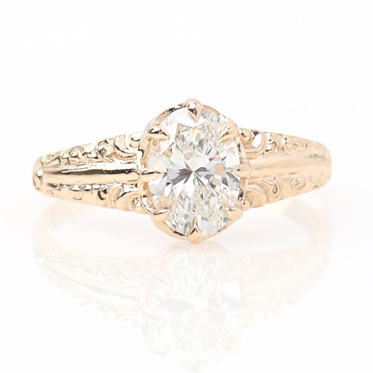 Late 19th C. Reproduction 14k Oval Cut Engagement Ring #3773-1