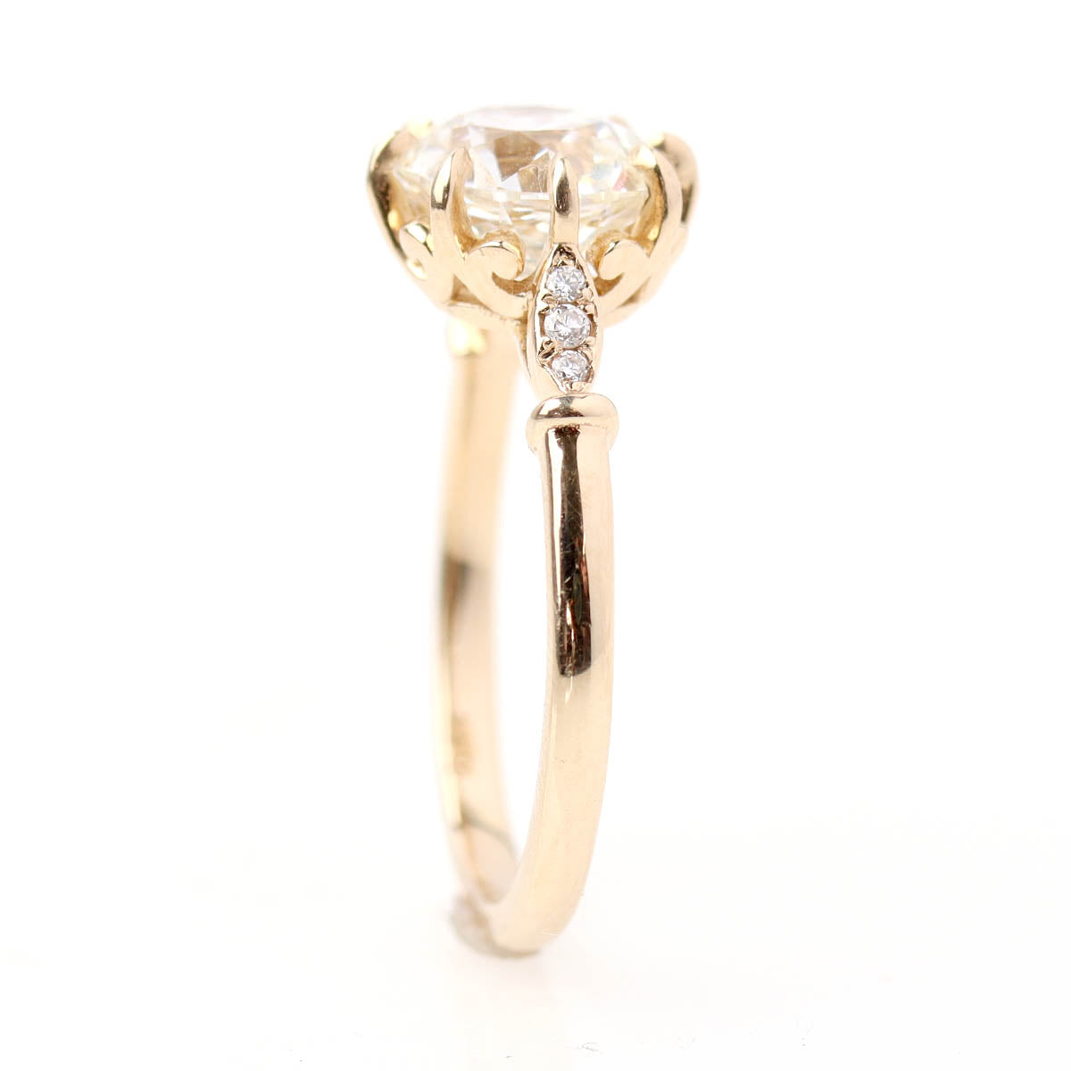 Edwardian 14k Yellow Gold & Diamond Reproduction Engagement Ring #3781-1