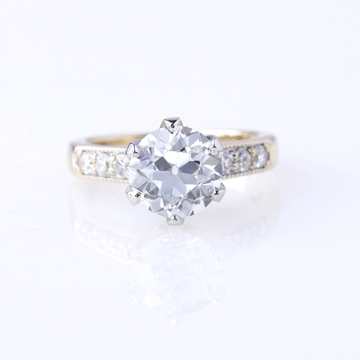 Replica Edwardian Engagement Ring with 2 Carat Old European Cut #3787-1