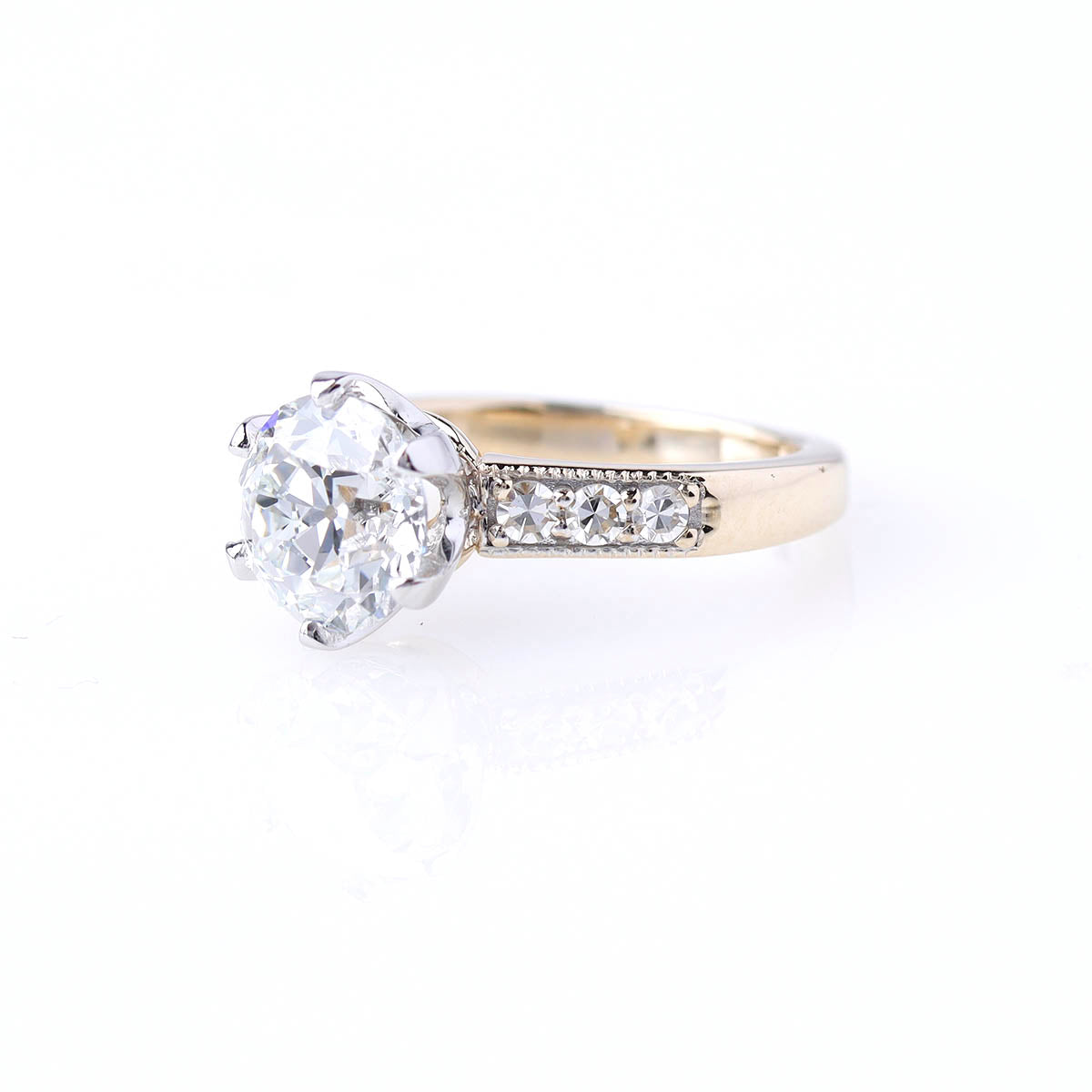 Replica Edwardian Engagement Ring with 2 Carat Old European Cut #3787-1
