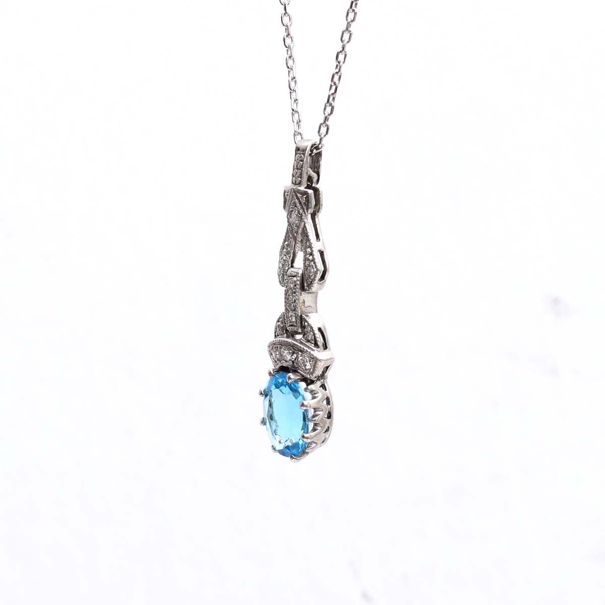 Art Déco Replica Diamond and Blue Topaz Pendant #5023BT