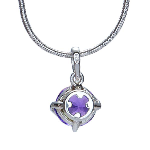 Silver and Amethyst Retro Style Pendant #7274P-ACH