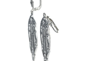 Art Déco Inspired Crystal and Sterling Drop Earrings #79044-01
