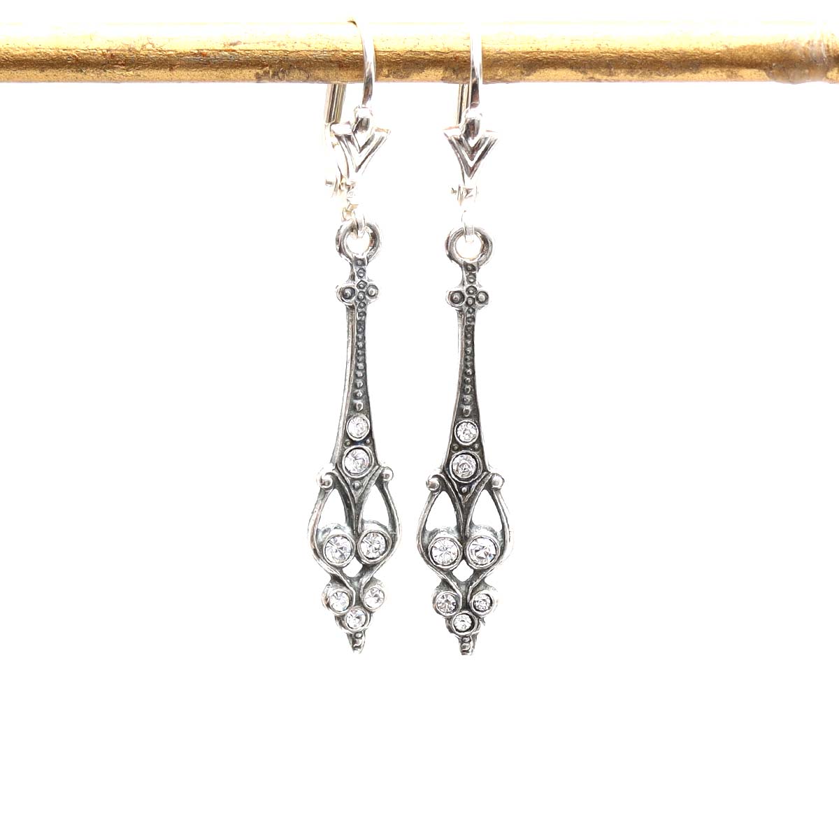 Sterling Silver Reproduction Art Déco Drop Earrings #79830