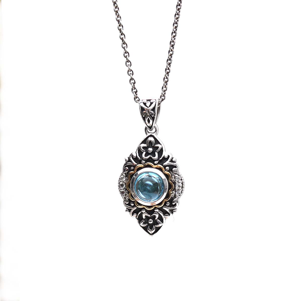 Vintage Inspired Blue Topaz Pendant #8151P-BT/CAB