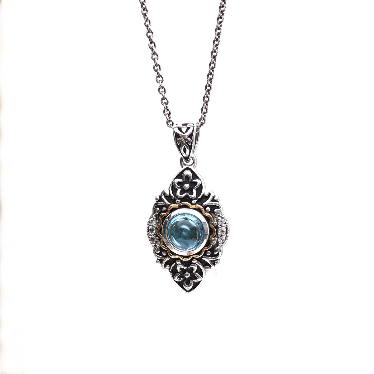 Vintage Inspired Blue Topaz Pendant #8151P-BT/CAB