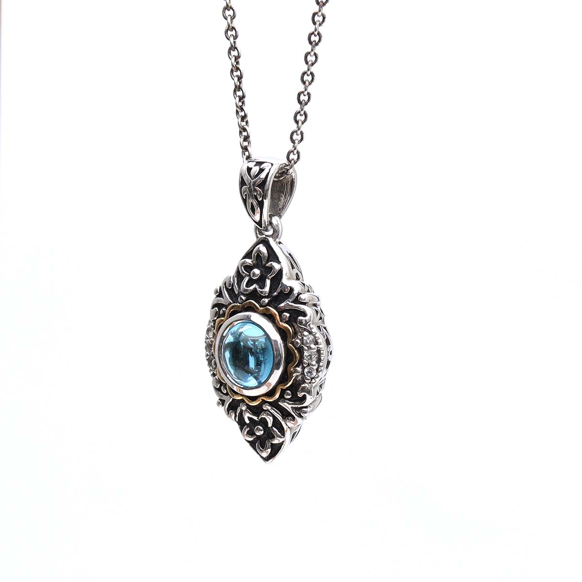 Vintage Inspired Blue Topaz Pendant #8151P-BT/CAB