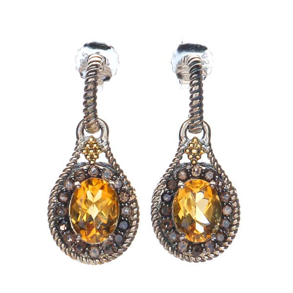 Citrine and Quartz Vintage Inspired Earrings #8192E-CT