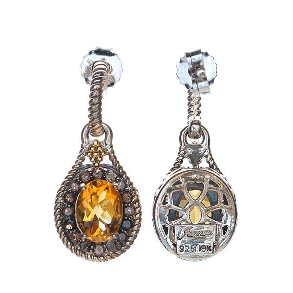Citrine and Quartz Vintage Inspired Earrings #8192E-CT