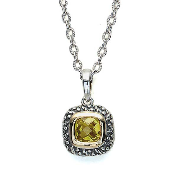 Sterling Silver and 18K gold Citrine Pendant #8252P-CCH