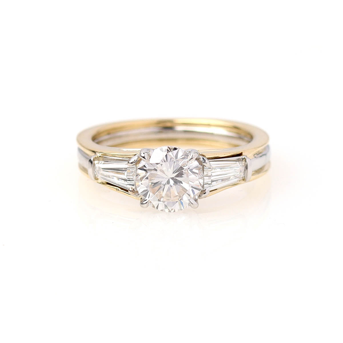 Contemporary Platinum and 14k Yelllow Gold Diamond Engagement Ring #3781