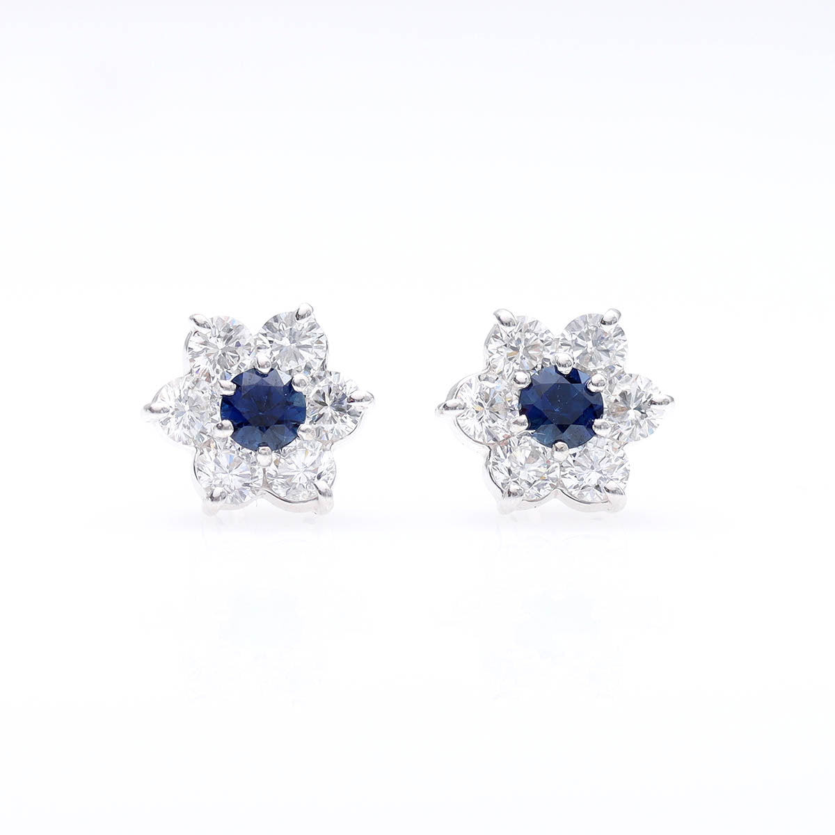 Diamond and Sapphire Flower Earring #ER493B-SAPPH