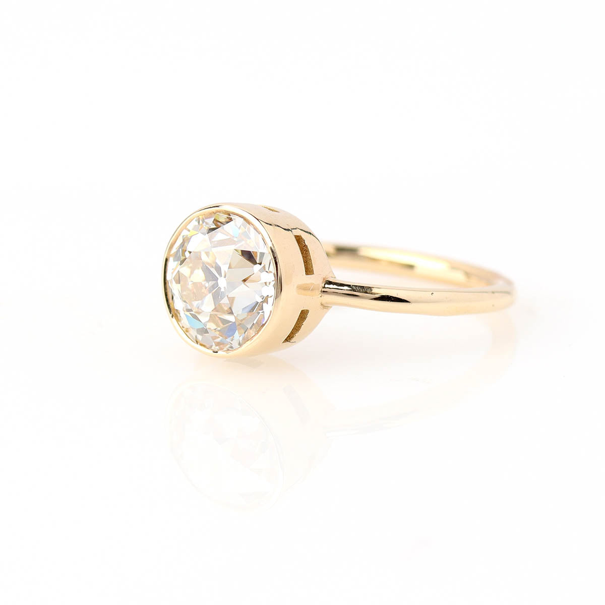 Vintage Inspired Bezel Set Old European Cut Diamond Engagement Ring #LR260516-1