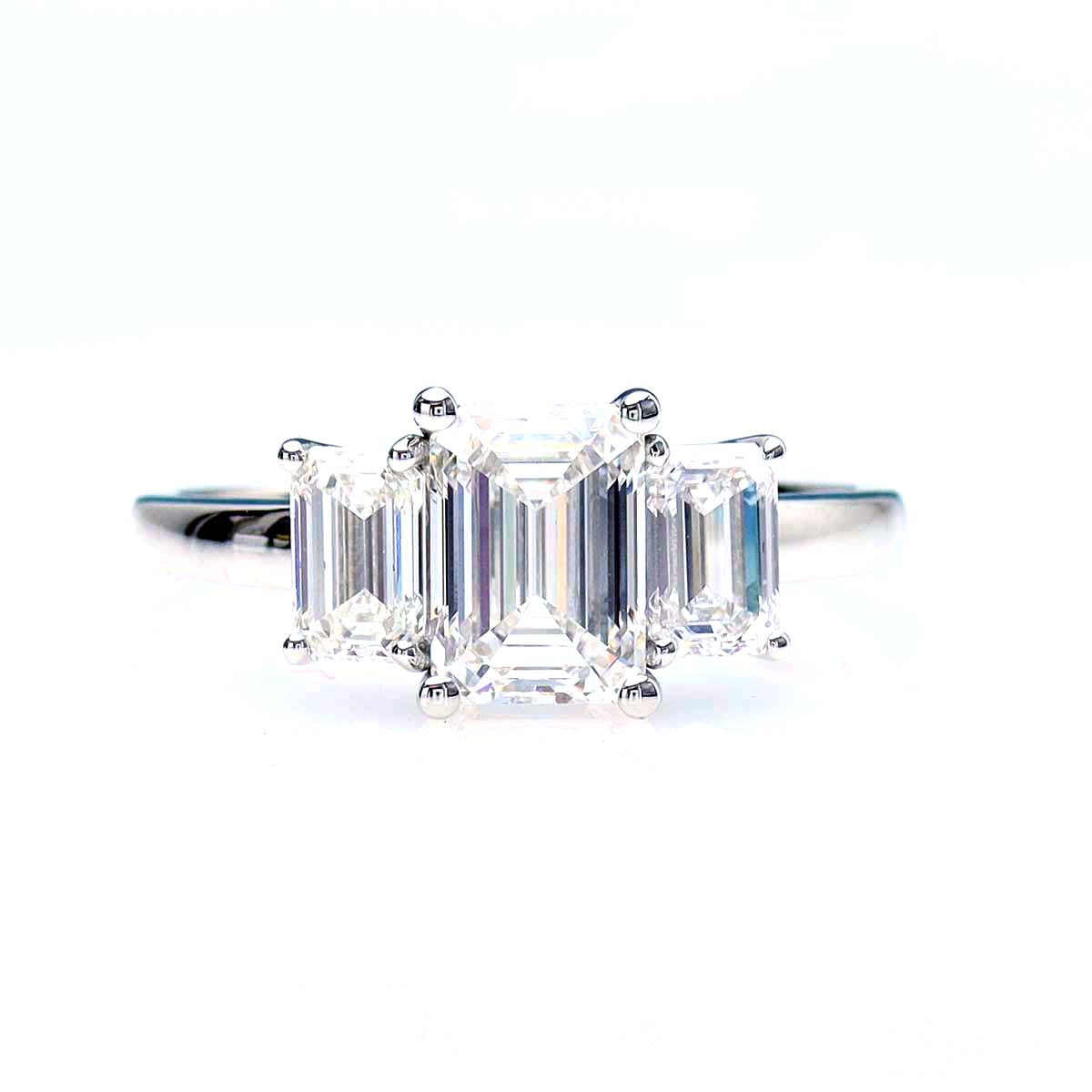 Classic Three Stone Emerald Cut Diamond Ring #3645-1