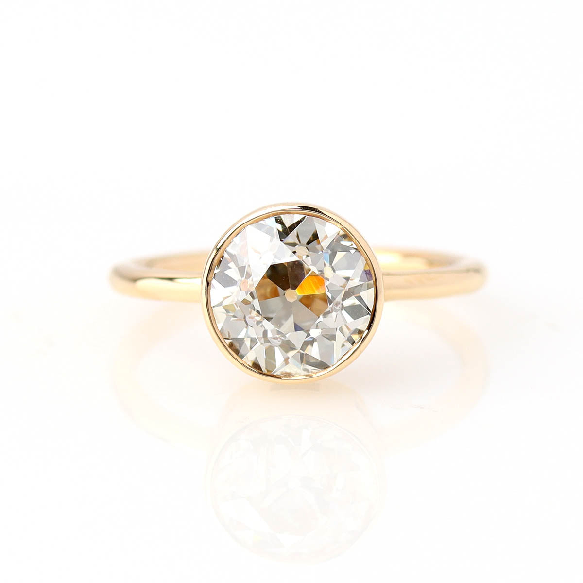 Vintage Inspired Bezel Set Old European Cut Diamond Engagement Ring #LR260516-1