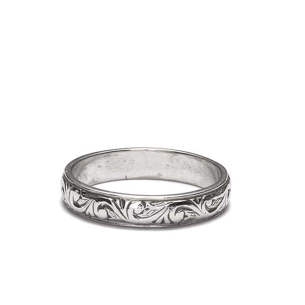 Men's Art Déco Inspired 14k Gold Wedding Band #L1039