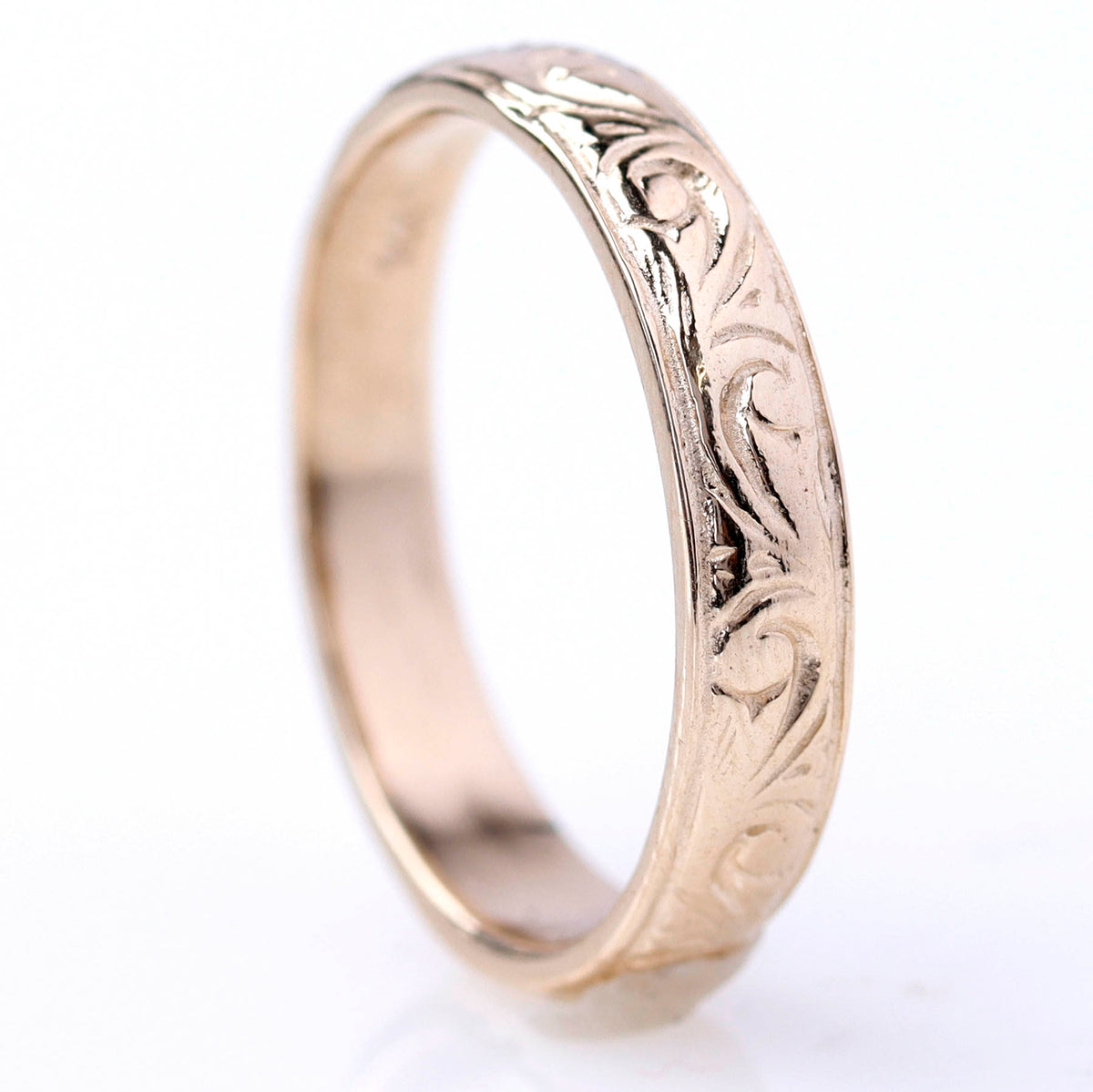 Men's Art Déco Inspired 14k Gold Wedding Band #L1039