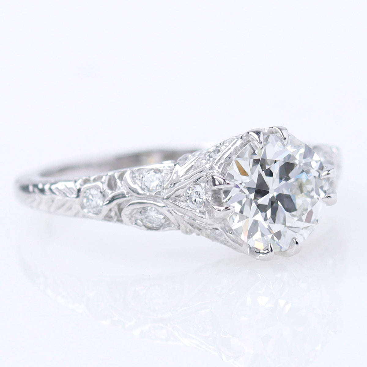 Art Déco Reproduction Platinum & Diamond Engagement Ring #L1140