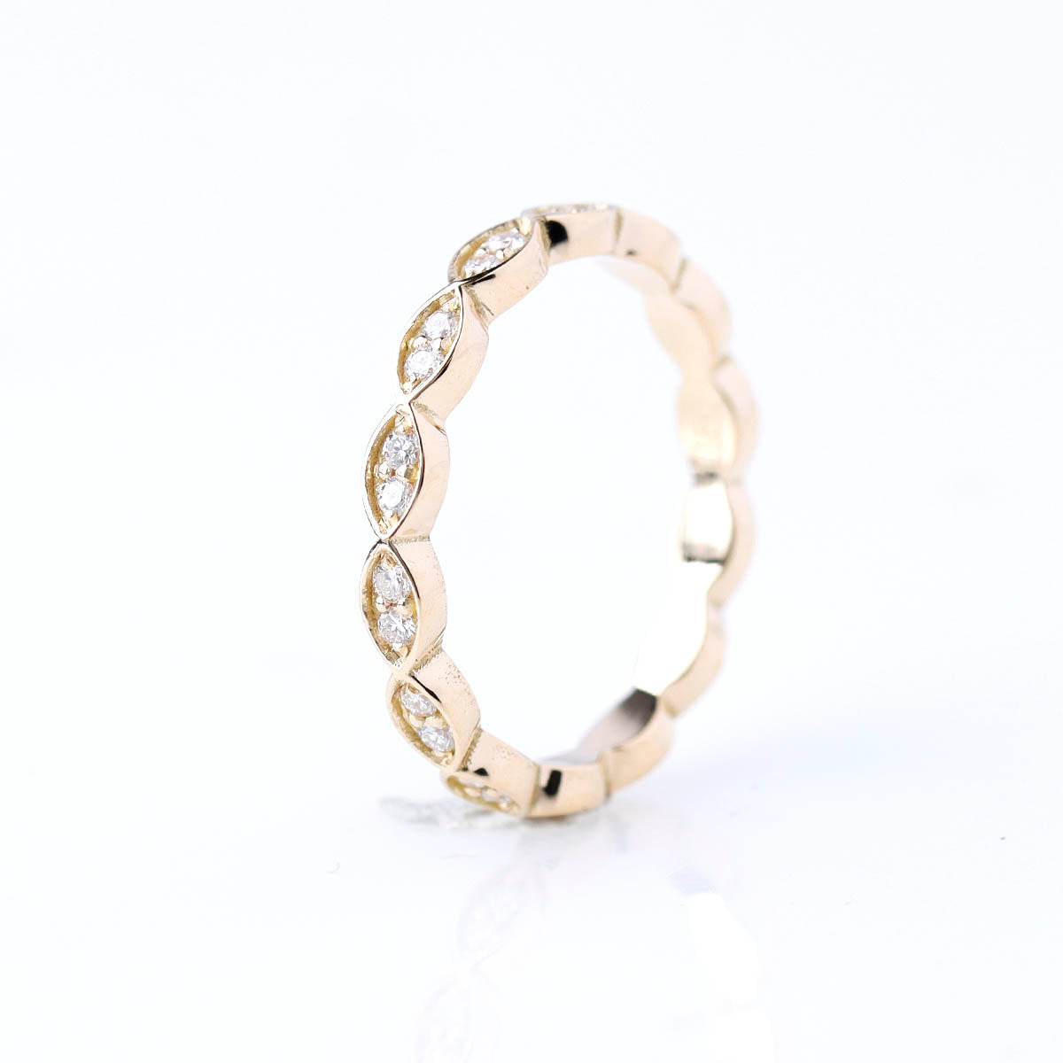 Replica Art Deco 18k Yellow Gold and Diamond Wedding Band #L2202Y18