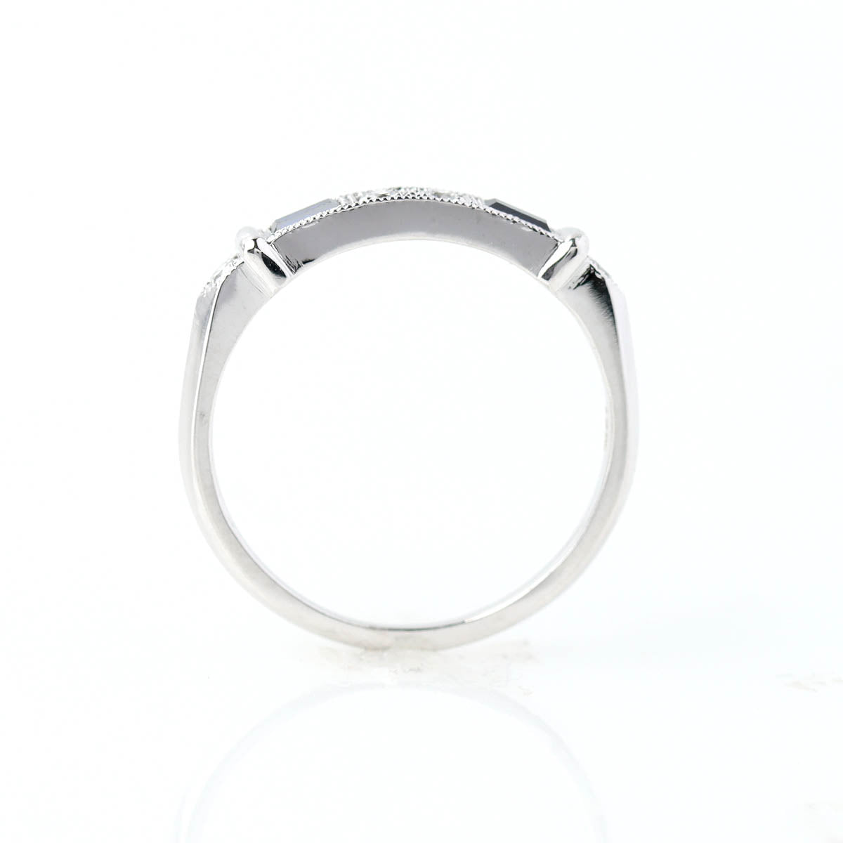Replica Art Deco Diamond and Sapphire Wedding Band #L2615W14DS-1